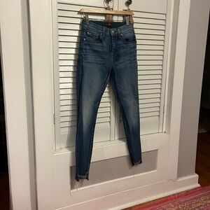 7 For All Mankind Distressed Blue Skinny Jeans